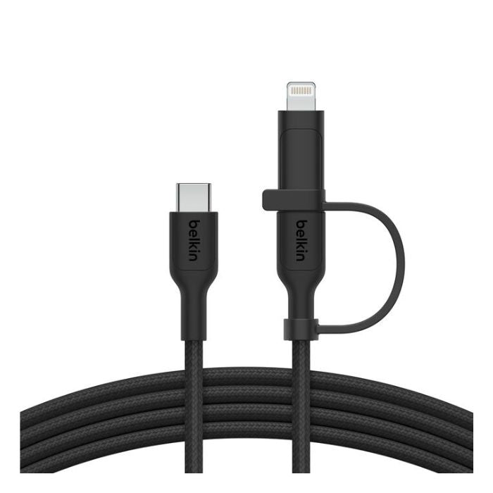 Belkin Boost Charge 2in1 USB-C to USB-C Braided Cable with Lightning adapter, 1.5Mm, Black