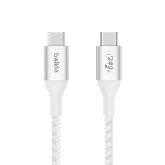 Belkin Boost Charge USB-C to USB-C Braided Cable, 240Watts PD, 48V/5A, 2Mm, White
