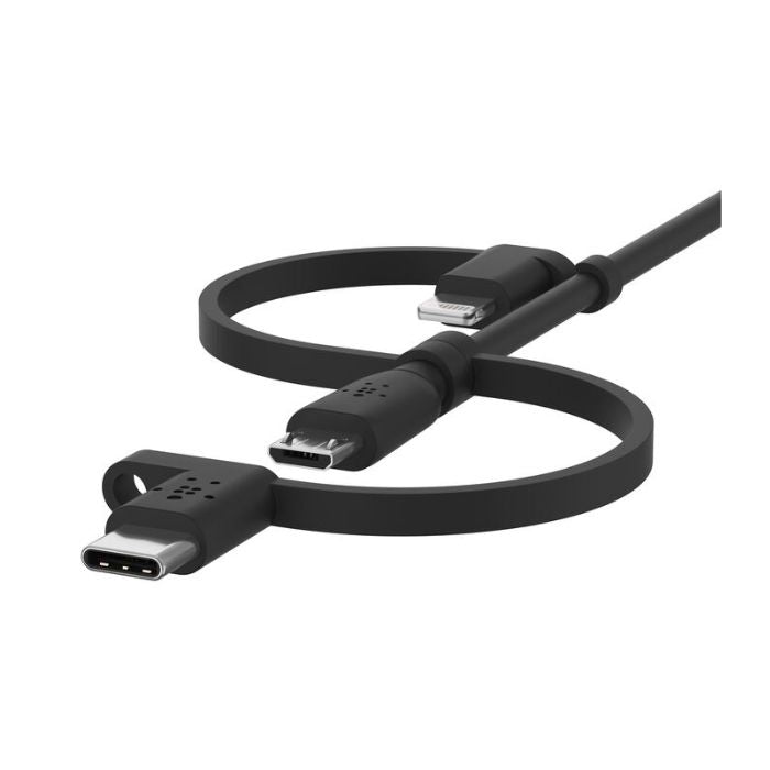 Belkin Boost Charge Universal Cable, USB-A cable with USB-C, Micro-USB and Lightning, Black