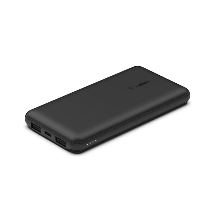 Black power bank on a white background
