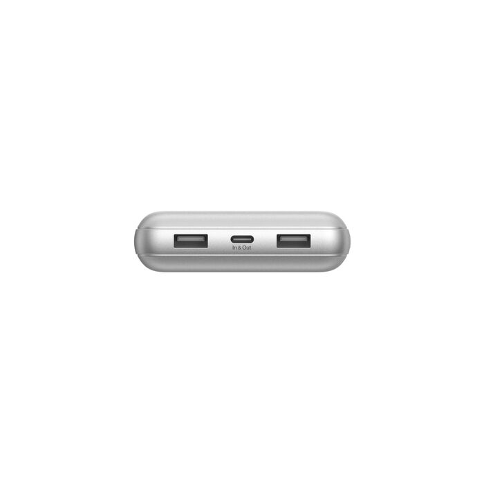 Belkin Boost Charge 3-Port & 20000Mah Power Bank with USB-C 15Watts, Dual USB-A, Silver