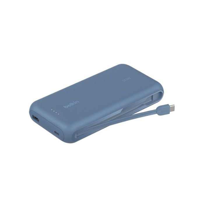 Belkin Boost Charge Power Bank 20000Mah, PD 30Watts with USB-C, Integrated Cable and USB-C & USB-A, Blue