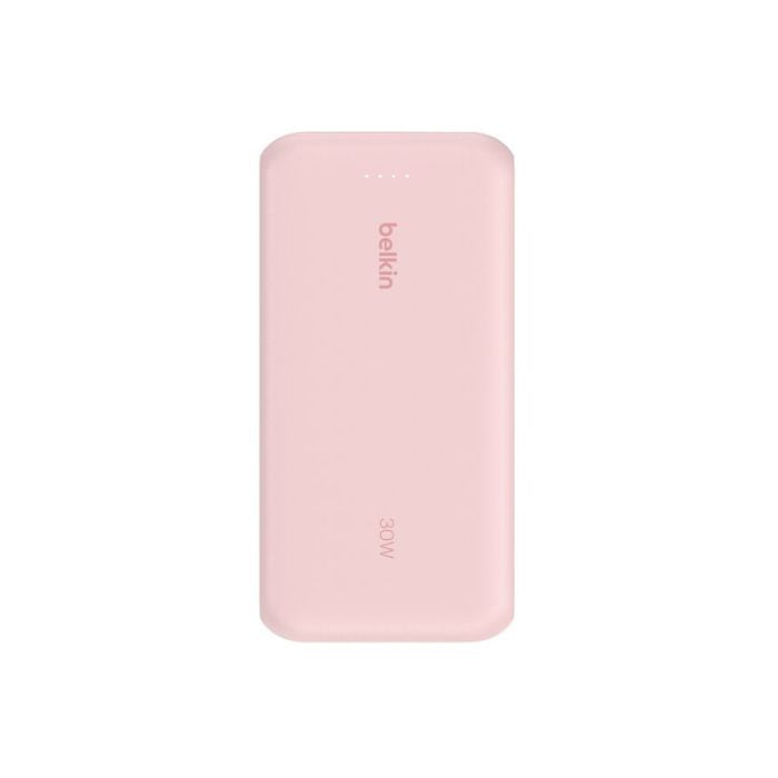 Belkin Boost Charge Power Bank 20000Mah, PD 30Watts with USB-C, Integrated Cable and USB-C & USB-A, Pink