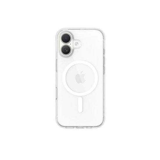 Clear phone case with Apple logo on a white background