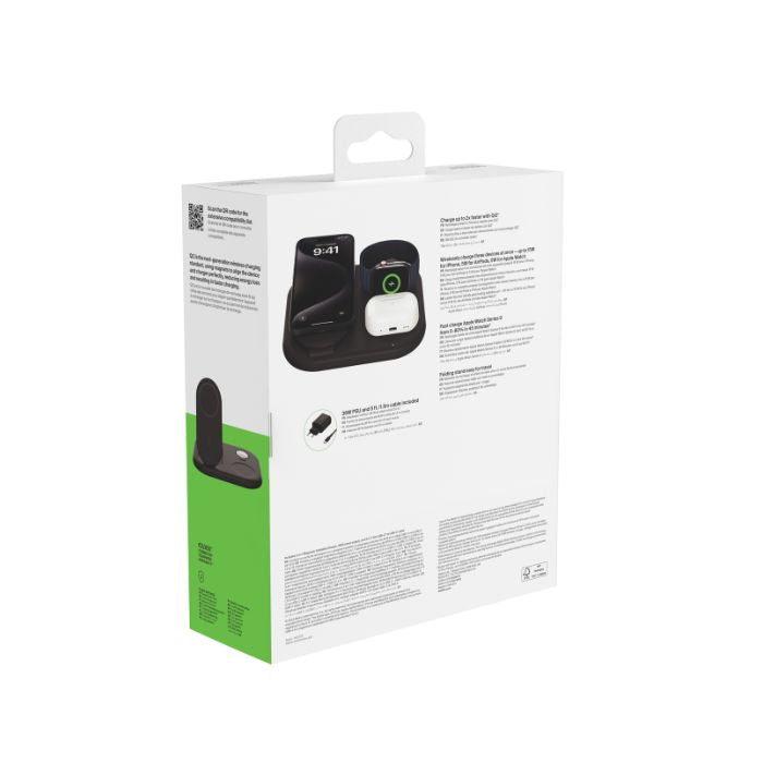 Belkin Boost Charge 3-in-1 Magnetic Charging Stand, Qi2 Fast Wireless Charging,15Watts