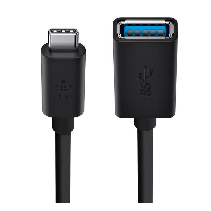 Belkin USB-C 3.0 to USB-A (F) Adapter, Up to 5Gbps Transfer Speeds, Black