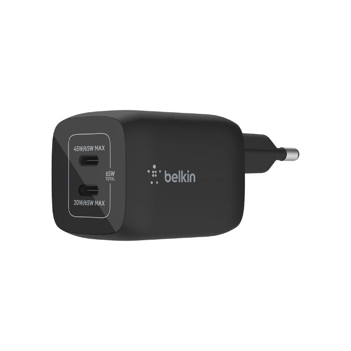 Belkin Boost Charge Pro Dual, USB-C PD GaN Fast Charger, 65Watts, Black