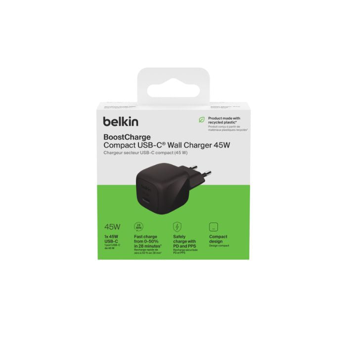 Belkin Cube Wall Charger PD, USB-C, 45Watts, Black