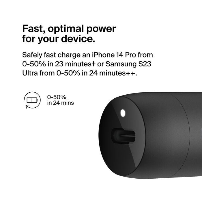 Belkin Boost Charge USB-C PD Car Charger, 30Watts, Black