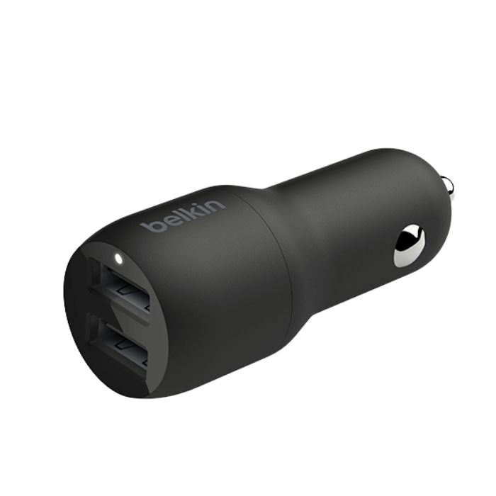 Belkin Boost Charge Dual USB-A Car Charger, 24Watts, 12Watts Power from Each Port, Black