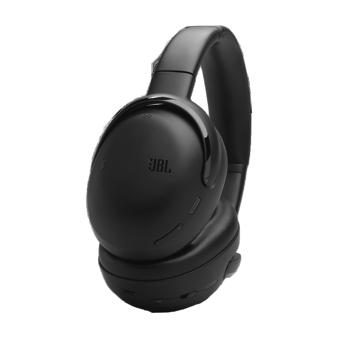 Black JBL headphones on a white background