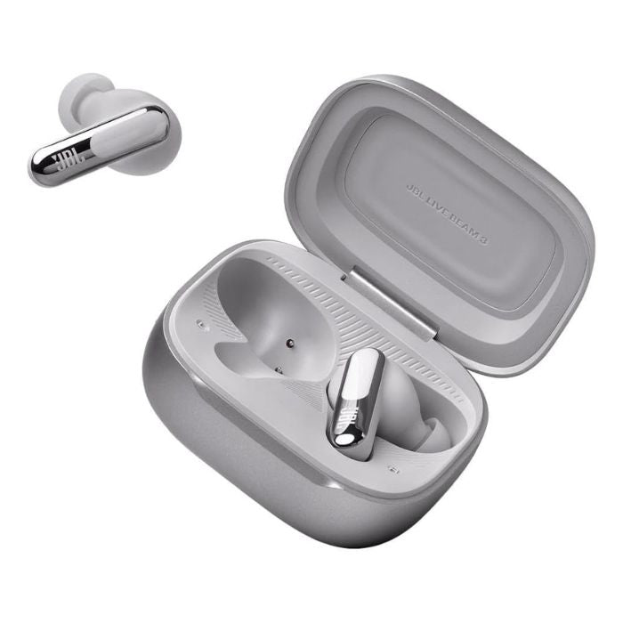 JBL Live Beam 3 True Earbuds, Noise Cancelling, Wireless, Silver