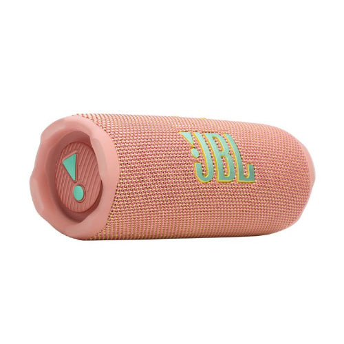 Pink JBL Bluetooth speaker on a white background