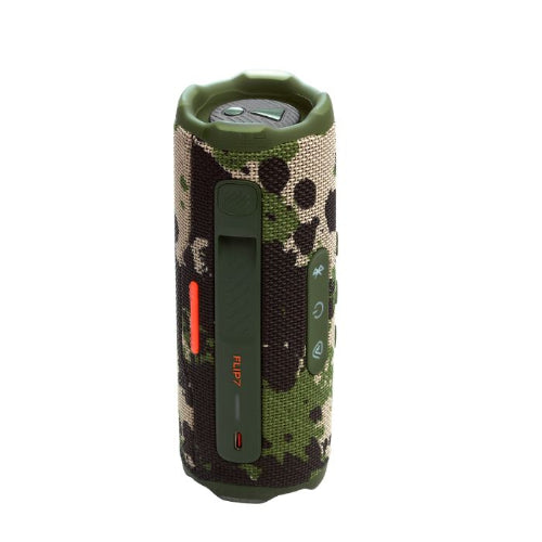 Camouflage-patterned electronic device on a white background
