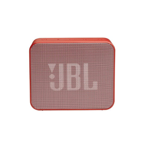 Red portable speaker on a white background