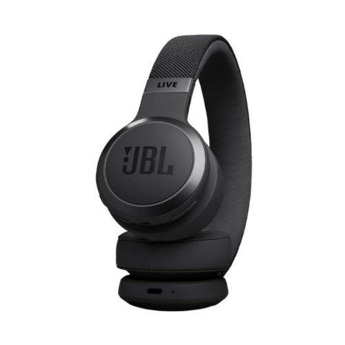 Black JBL headphones on a white background