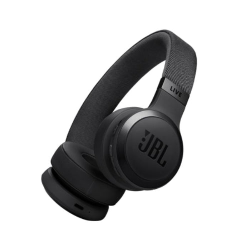 Black JBL headphones on a white background