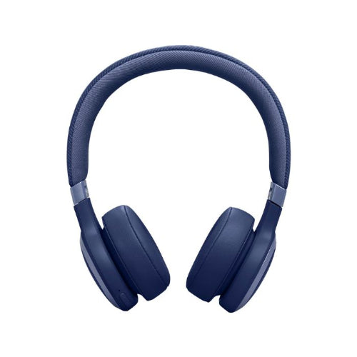 Blue headphones on a white background