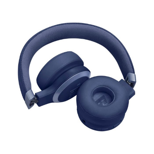 Blue headphones on a white background