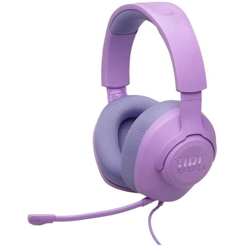 Purple JBL headphones on a white background