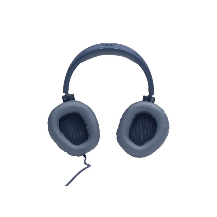 Blue headphones on a white background
