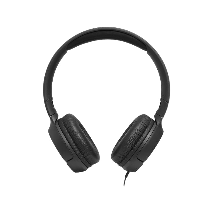 Black headphones on a white background