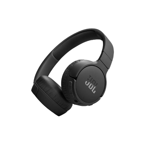 Black JBL headphones on a white background