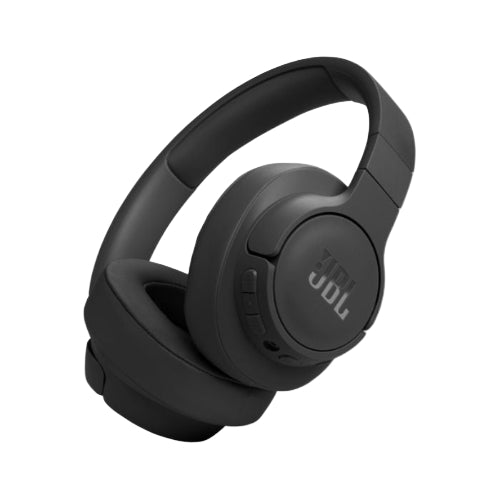 Black JBL headphones on a white background