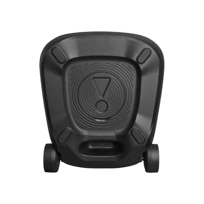 Black car holder with a central circular design on a white background