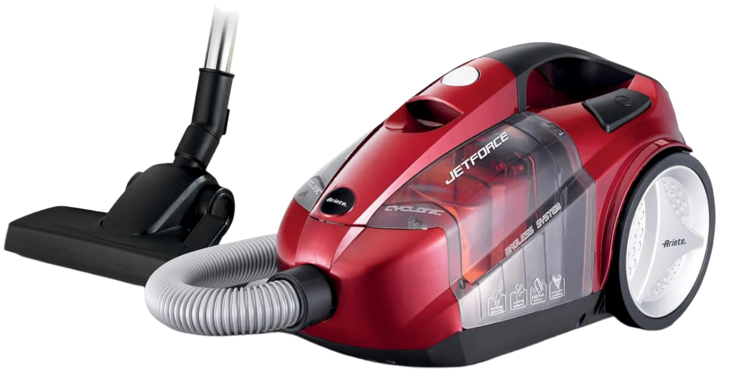 Ariete Vacuum Bagless, Cyclone Technology, Washable HEPA Filter, 800Watts, Red