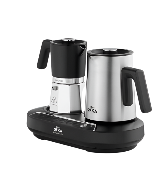Arzum Coffee Maker Pot with Mixer, Moka Pot Hot & Cold milk, 1.8Lit, 3Cup, Black / Chromhe