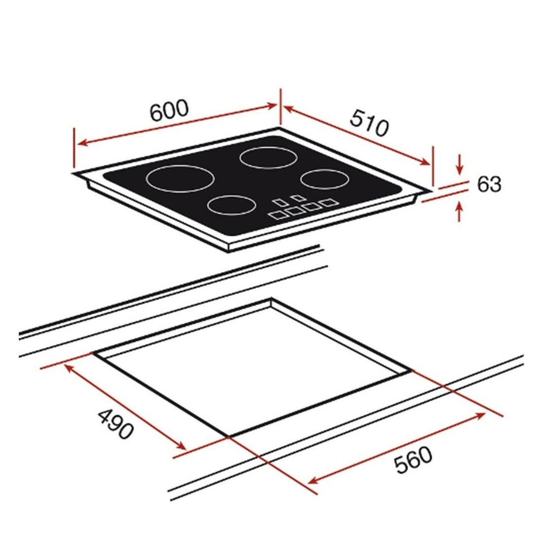 Teka Vitro Ceramic Built in Hob, 90Cm, Black
