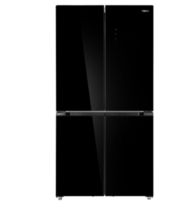 Black refrigerator on a white background