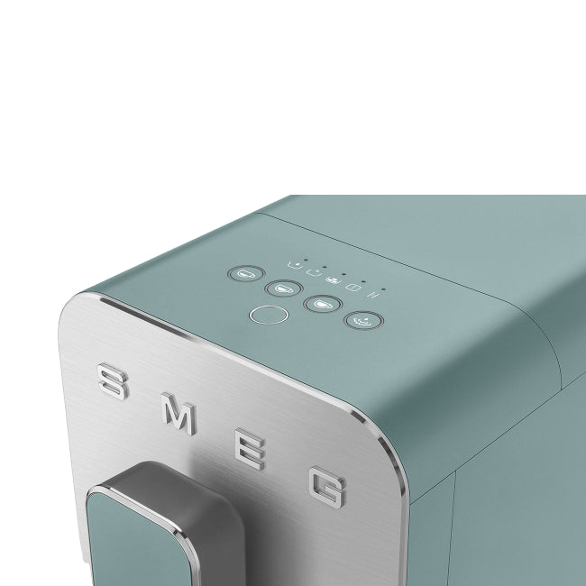 Teal appliance with Smeg logo on a white background