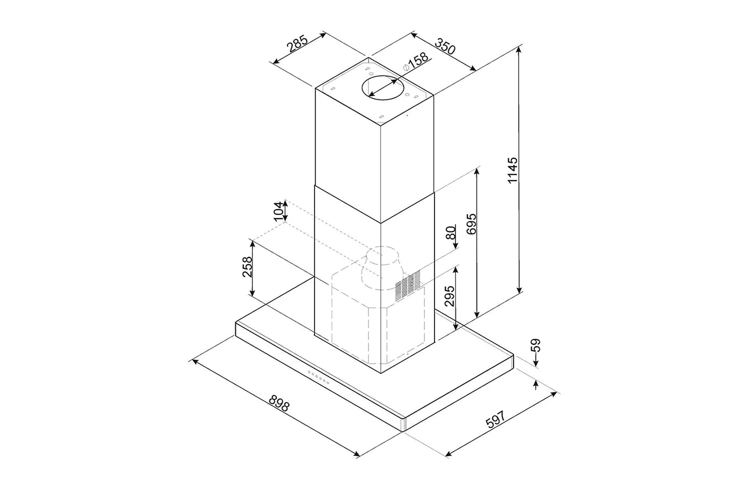 Teka T-Shape Island Built in Hood, 90Cm, Stainless Steel