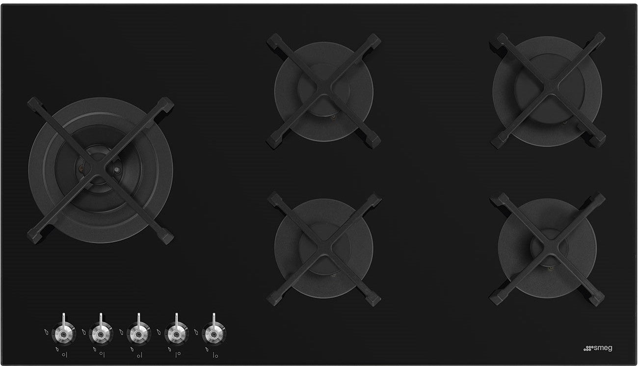 Smeg Gas Hob Classica Aesthetic, 90Cm, Black