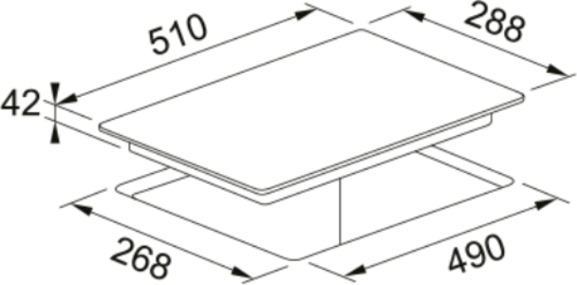 Measurement diagram of a rectangular object with dimensions labeled