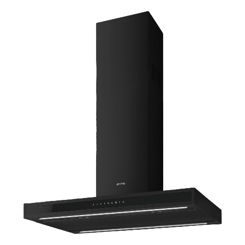 Black kitchen hood on a dark background