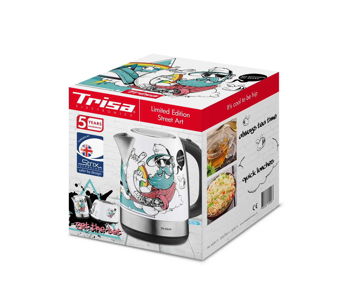 Trisa Water Kettle, 1.7Lit, 2200Watts, Street Art