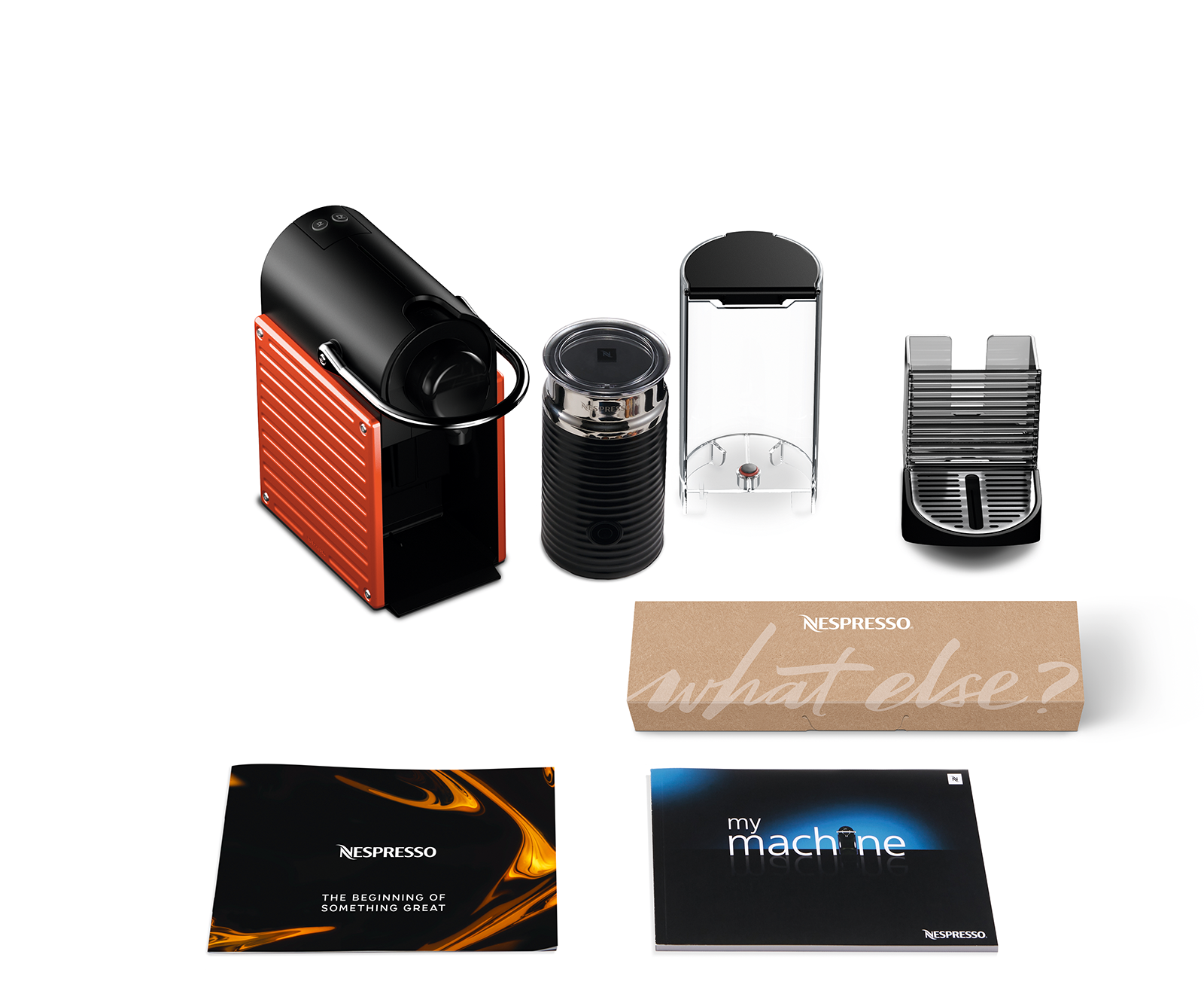 Nespresso Coffee Maker Bundle Red Pixie + Black Aeroccino3