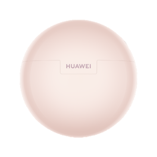 Round pink case with Huawei logo on a white background