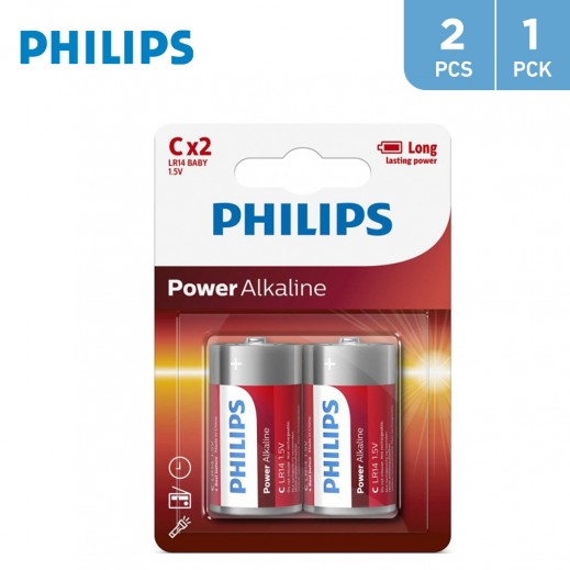 Philips Power Alkaline Batteries C, Pack of 2