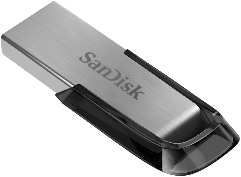 SanDisk USB flash drive on a white background