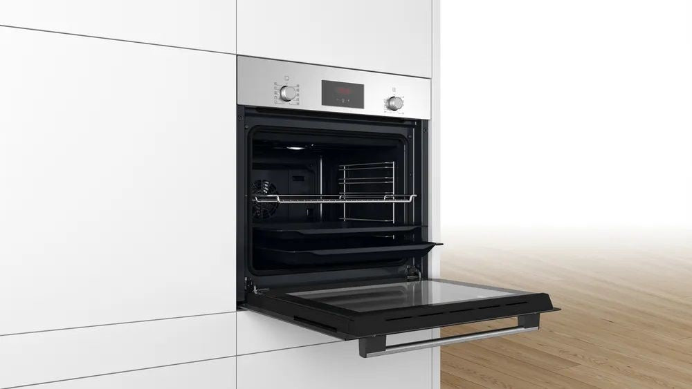 Bosch Built in Oven, 60*60Cm, Series 2, Full Safety, 66Lit, Red LED Display, Stainless Steel