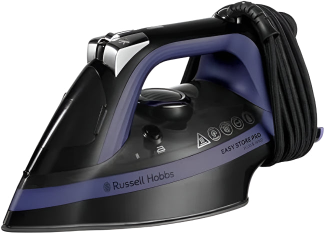 Russell Hobbs Steam Iron Easy Store, PRO Plug & Wind, 2400Watts, Black & Purple
