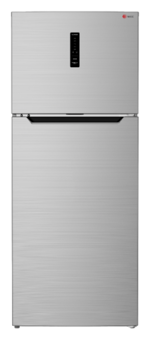 Silver refrigerator on a white background