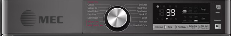 MEC Front Load Washing Machine A++, BLDC Inverter, 16 program, 1400Rpm, 9KG, Inox