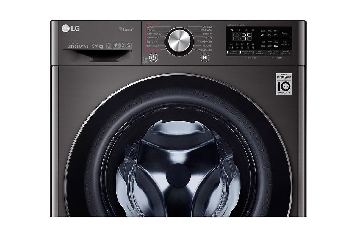LG Front Load Washer & Dryer Machine A, 9KG Wash & 6KG Dryer, 1400RPM, Black Steel