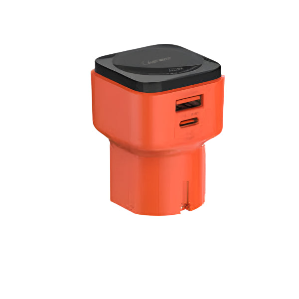 Orange and black USB device on a white background