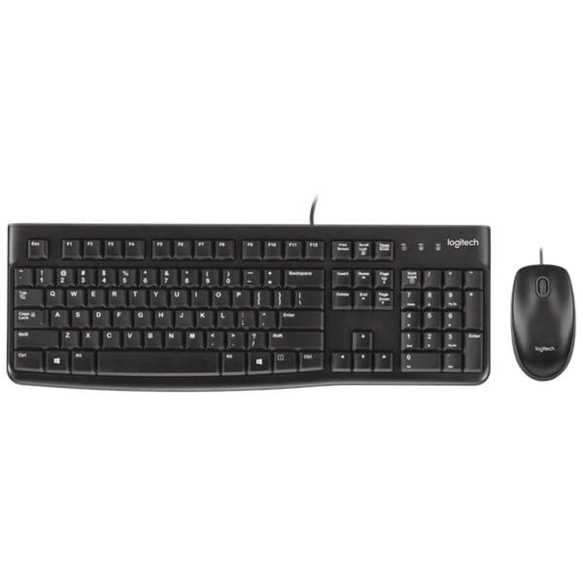 MK120/Logitech Keyboard and Mouse Combo Wired - MK120/ Spill-resistant design 4 Adjustable keyboard Keyboard / Black / Wired